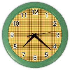Plaid Yellow Fabric Texture Pattern Color Wall Clocks