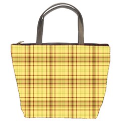 Plaid Yellow Fabric Texture Pattern Bucket Bags by paulaoliveiradesign