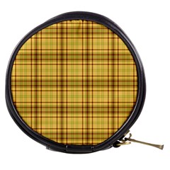 Plaid Yellow Fabric Texture Pattern Mini Makeup Bags