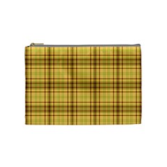 Plaid Yellow Fabric Texture Pattern Cosmetic Bag (medium) 