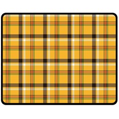 Yellow Fabric Plaided Texture Pattern Double Sided Fleece Blanket (medium)  by paulaoliveiradesign