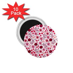 Red Floral Seamless Pattern 1 75  Magnets (10 Pack) 