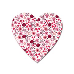 Red Floral Seamless Pattern Heart Magnet by TastefulDesigns