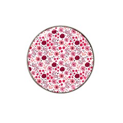 Red Floral Seamless Pattern Hat Clip Ball Marker (4 Pack) by TastefulDesigns