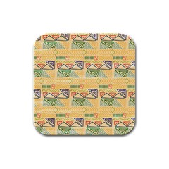 Hand Drawn Ethinc Pattern Background Rubber Square Coaster (4 Pack) 