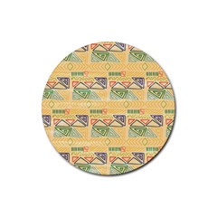 Hand Drawn Ethinc Pattern Background Rubber Coaster (round)  by TastefulDesigns