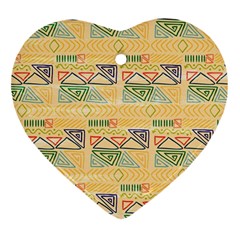 Hand Drawn Ethinc Pattern Background Heart Ornament (two Sides)