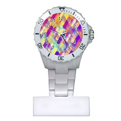 Colorful Abstract Background Plastic Nurses Watch by TastefulDesigns