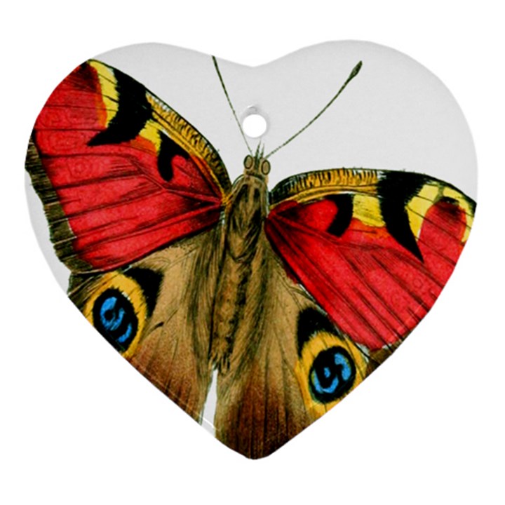 Butterfly Bright Vintage Drawing Ornament (Heart)
