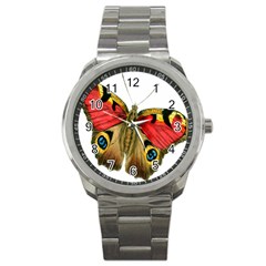 Butterfly Bright Vintage Drawing Sport Metal Watch by Nexatart