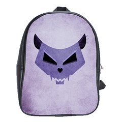 Purple Evil Cat Skull School Bag (large) by CreaturesStore