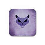 Purple Evil Cat Skull Rubber Coaster (Square)  Front