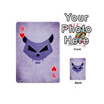 Purple Evil Cat Skull Playing Cards 54 (Mini)  Front - Heart9