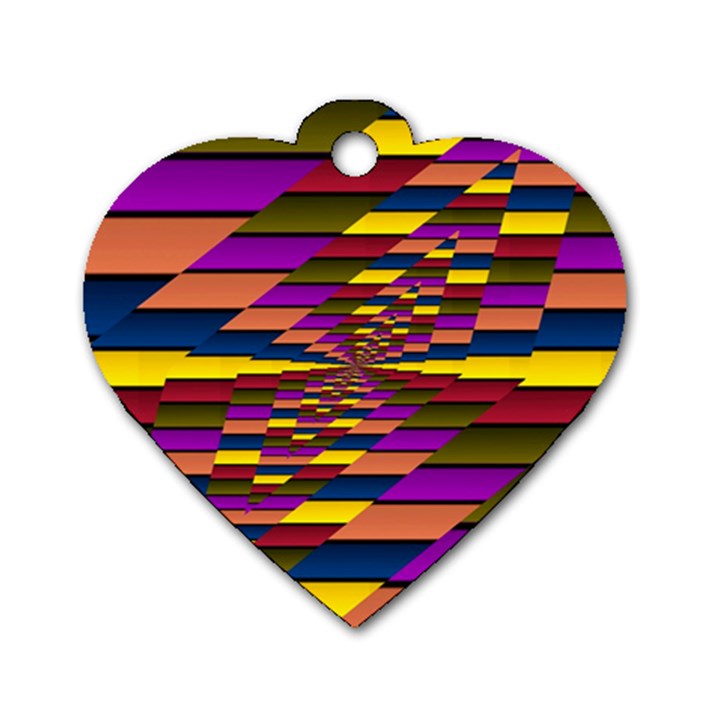Autumn Check Dog Tag Heart (One Side)