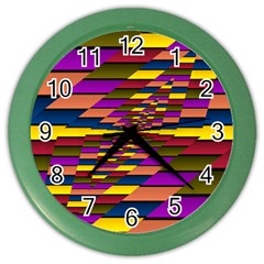 Autumn Check Color Wall Clocks by designworld65