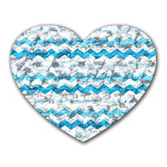 Baby Blue Chevron Grunge Heart Mousepads by designworld65