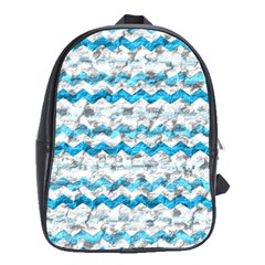 Baby Blue Chevron Grunge School Bag (large) by designworld65