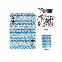 Baby Blue Chevron Grunge Playing Cards 54 (mini)  by designworld65