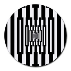 Black Stripes Endless Window Round Mousepads by designworld65