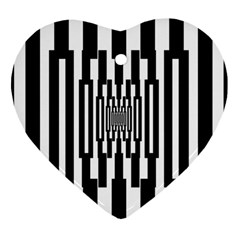 Black Stripes Endless Window Heart Ornament (Two Sides)