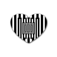 Black Stripes Endless Window Heart Coaster (4 Pack)  by designworld65