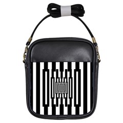 Black Stripes Endless Window Girls Sling Bags