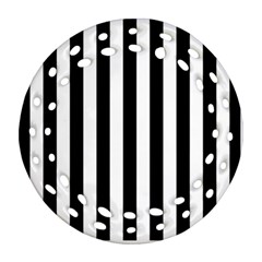 Black And White Stripes Ornament (round Filigree) by designworld65