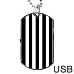 Black And White Stripes Dog Tag Usb Flash (one Side) by designworld65