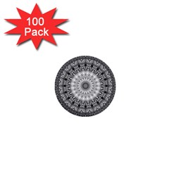 Feeling Softly Black White Mandala 1  Mini Buttons (100 Pack) 