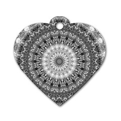 Feeling Softly Black White Mandala Dog Tag Heart (one Side)