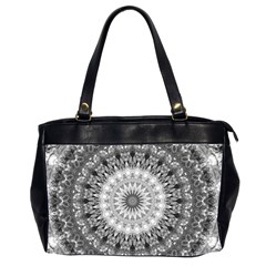 Feeling Softly Black White Mandala Office Handbags (2 Sides)  by designworld65