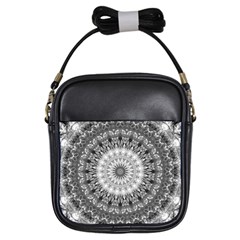 Feeling Softly Black White Mandala Girls Sling Bags by designworld65