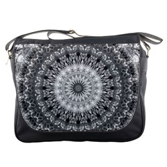 Feeling Softly Black White Mandala Messenger Bags by designworld65