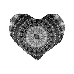 Feeling Softly Black White Mandala Standard 16  Premium Heart Shape Cushions