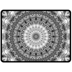 Feeling Softly Black White Mandala Double Sided Fleece Blanket (large)  by designworld65