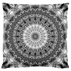 Feeling Softly Black White Mandala Large Flano Cushion Case (two Sides)