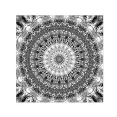 Feeling Softly Black White Mandala Small Satin Scarf (square) by designworld65