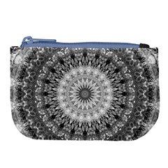 Feeling Softly Black White Mandala Large Coin Purse by designworld65