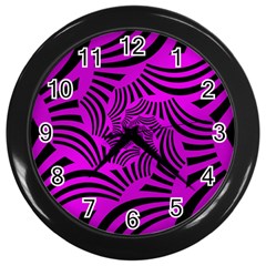 Black Spral Stripes Pink Wall Clocks (Black)