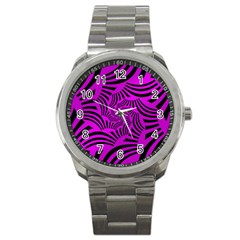 Black Spral Stripes Pink Sport Metal Watch