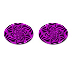 Black Spral Stripes Pink Cufflinks (Oval)