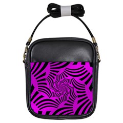 Black Spral Stripes Pink Girls Sling Bags