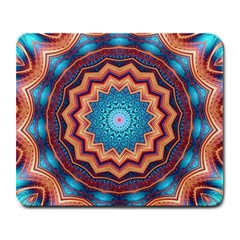 Blue Feather Mandala Large Mousepads