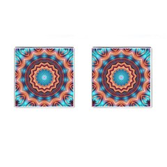 Blue Feather Mandala Cufflinks (square)