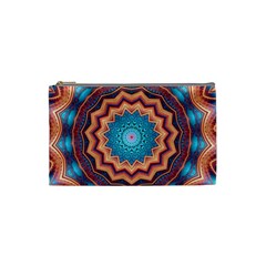 Blue Feather Mandala Cosmetic Bag (small)  by designworld65