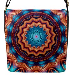 Blue Feather Mandala Flap Messenger Bag (s) by designworld65