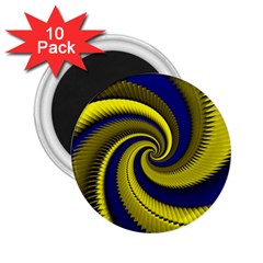 Blue Gold Dragon Spiral 2 25  Magnets (10 Pack) 