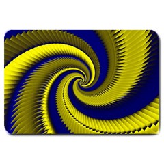 Blue Gold Dragon Spiral Large Doormat  by designworld65