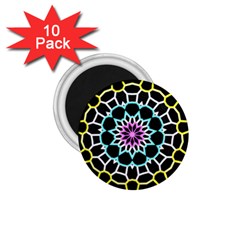 Colored Window Mandala 1 75  Magnets (10 Pack)  by designworld65