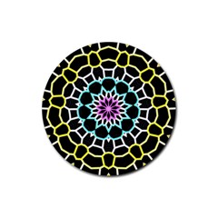 Colored Window Mandala Rubber Coaster (round)  by designworld65